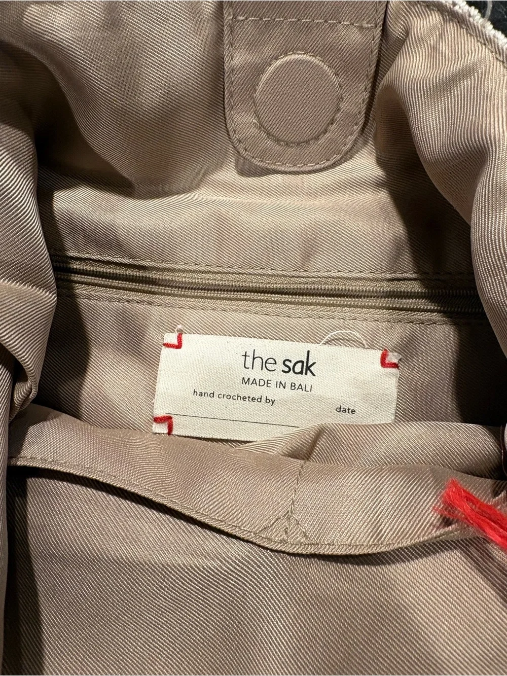 The Sak Crochet Hobo Bag in Red, Black & Cream with Tassel - Picture 2 of 4